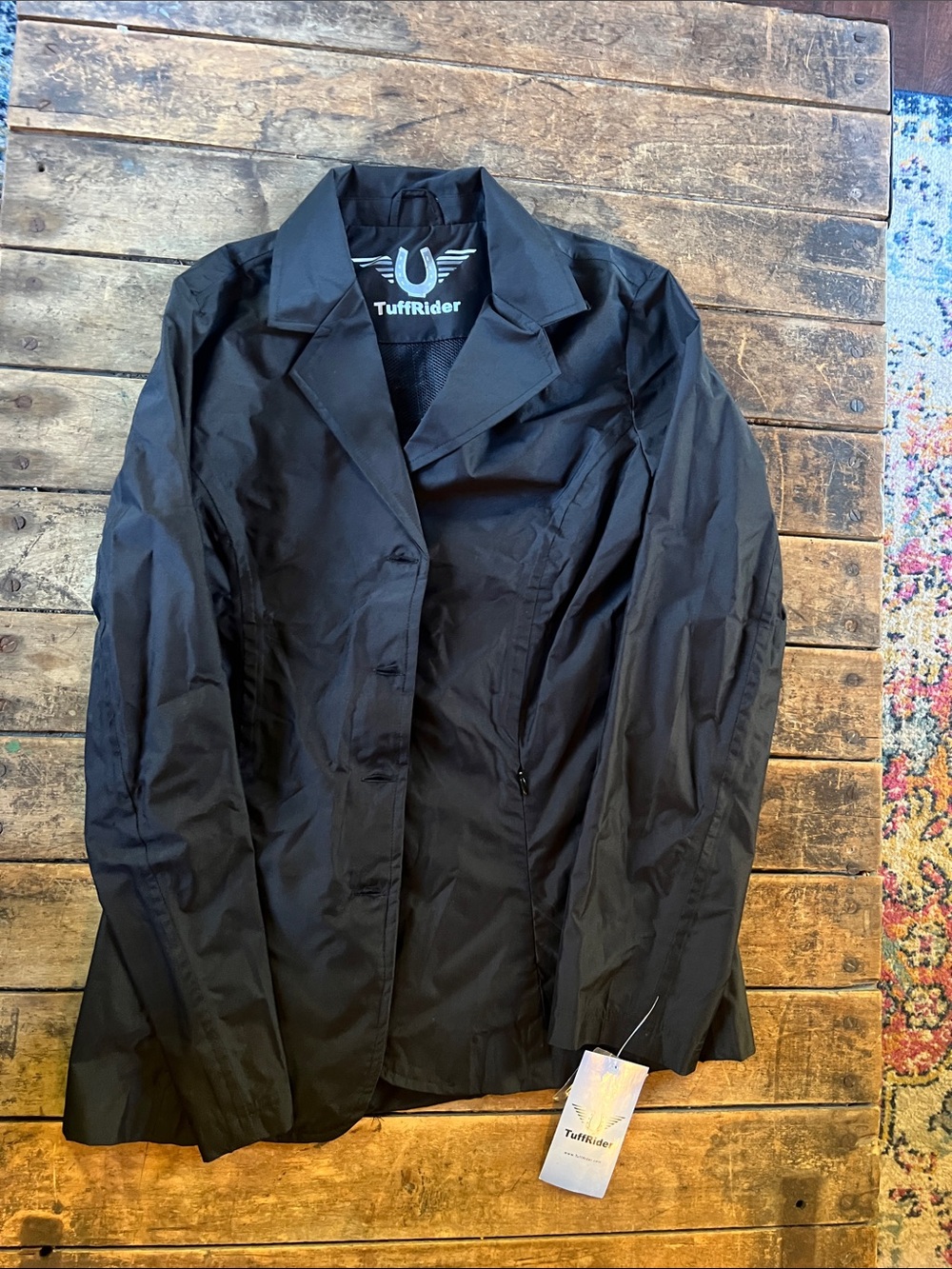 Women's Tuffrider Black Riding Jacket - rain show coat